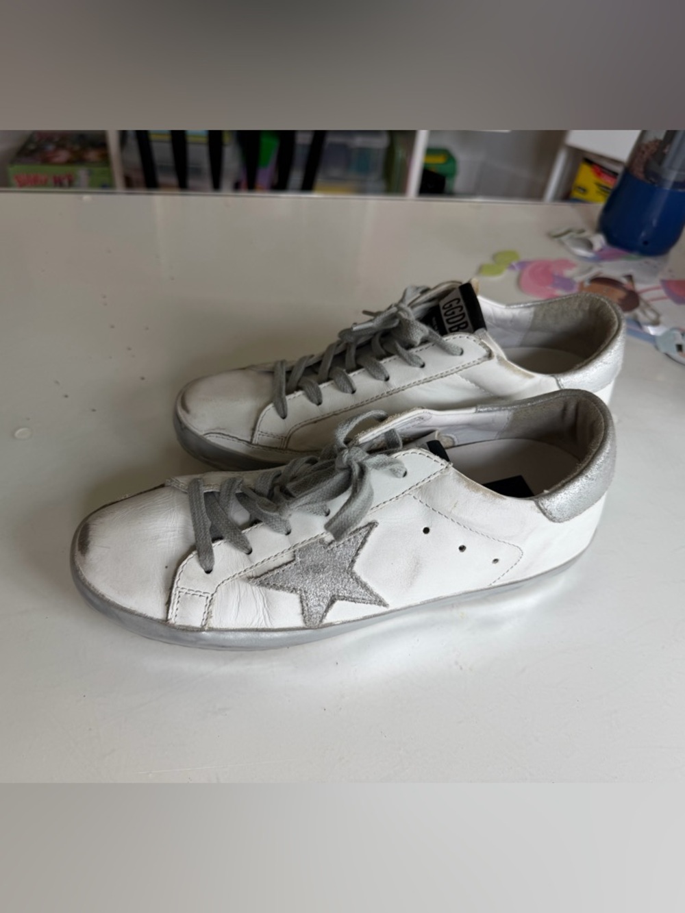 Golden Goose White Sneakers with Silver Star
